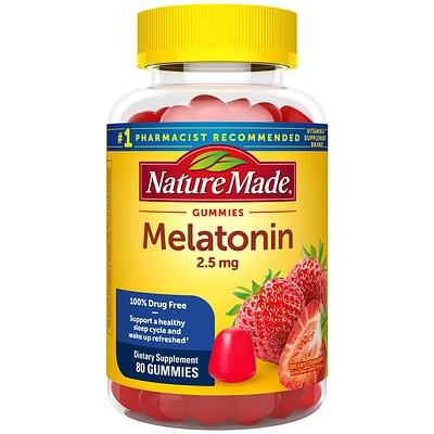 Nature Made Melatonin 100% Drug Free Sleep Aid for Adults 2.5mg Gummies - 80ct