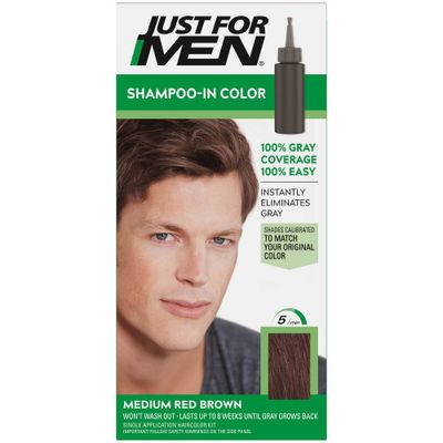 Just For Men Shampoo-In Color Gray Hair Coloring for Men - H27 - Medium Red Brown - 1oz