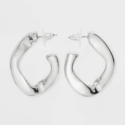 Twisted Open Hoop Earrings - Universal Thread Silver