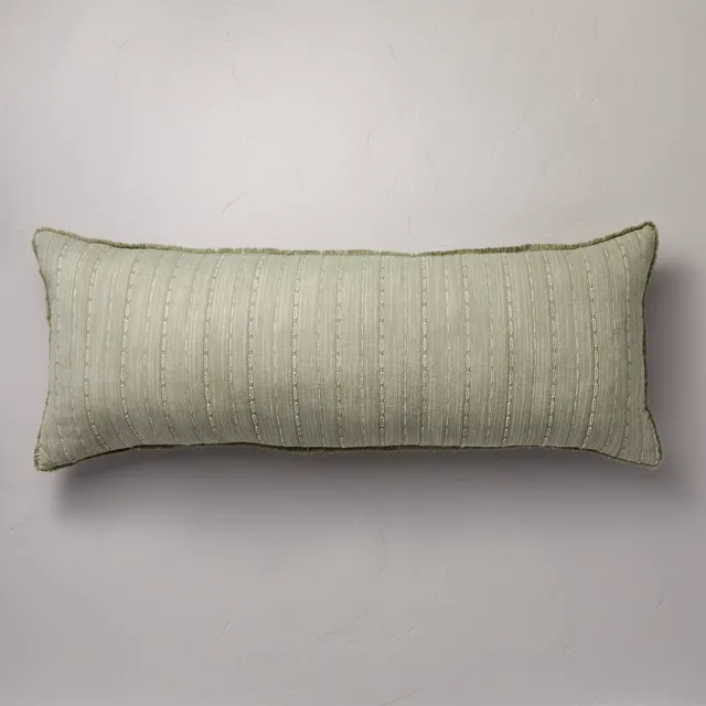 16x42 Washed Loop Stripe Lumbar Bed Pillow Gray - Hearth & Hand