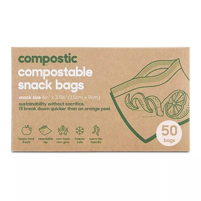 Compostic 100% Compostable Snack Bags - 50ct