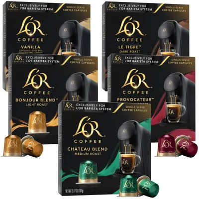 LOR Coffee Lovers Variety Pack Light Roast Coffee Capsules - 50ct