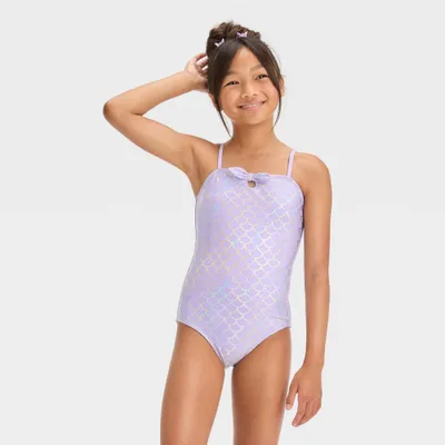 Girls Mermaid Printed One Piece Swimsuit