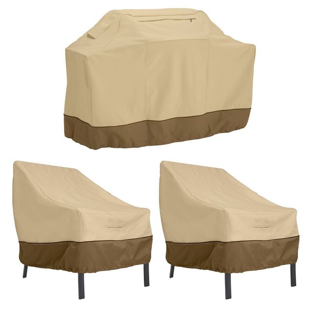 Veranda Large Grill Cover and Patio Lounge Chair Cover Bundle - Classic Accessories: Durable Gardelle Fabric, Weather-Resistant, 3-Year Warranty