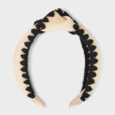 Top Knot Raffia Headband - Universal Thread Tan/Black