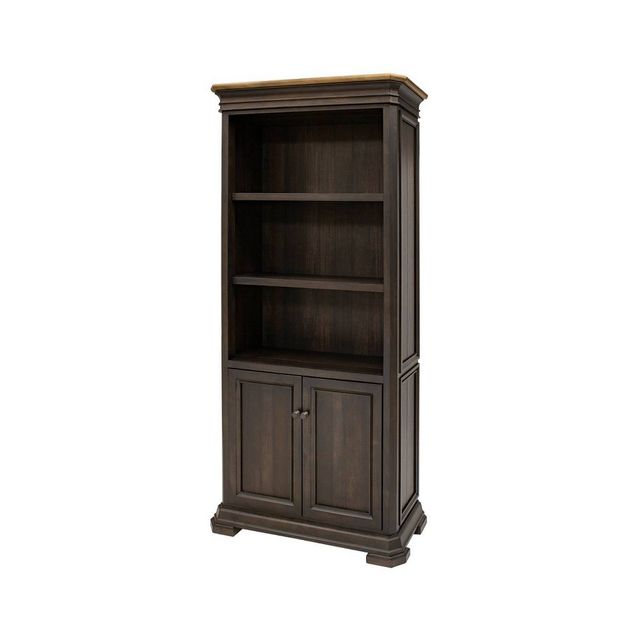 78 Sonoma Bookcase with Doors Brown - Martin Furniture: Arched Design, No Assembly Required