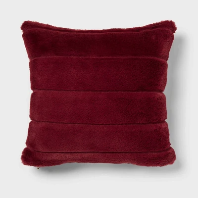 Square Channel Faux Fur Decorative Throw Pillow  - Threshold