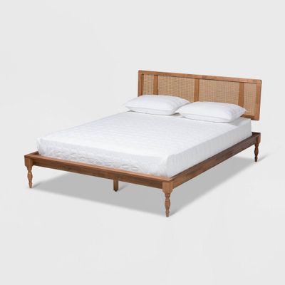 Romy Wood Platform Bed Ash Walnut - Baxton Studio