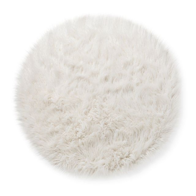 3 Faux Fur Round Kids Rug White - Pillowfort