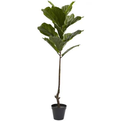 4 Fiddle Leaf Tree - Nearly Natural: UV Resistant, Indoor/Outdoor Decorative Fig