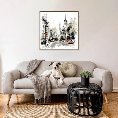 Amanti Art 30x30 Illustrated City II New York by Walker Noble Framed Canvas Wall Art Print