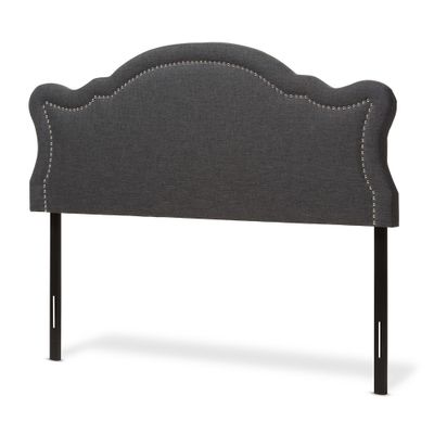 Queen Avery Modern and Contemporary Fabric Headboard Dark Gray - Baxton Studio: Romantic Nailhead Trim, Adjustable Height