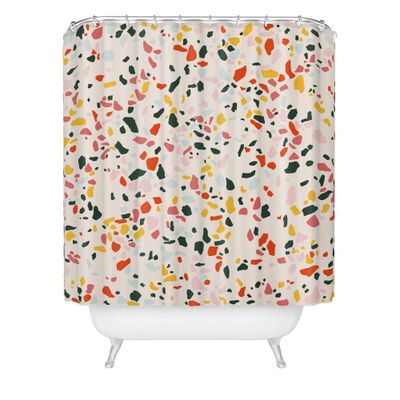 Lane and Lucia Confetti Terrazzo Heavy Shower Curtain - Deny Designs: Polyester Microfiber, Machine Washable, Ring Top