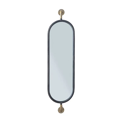 Storied Home Oval Metal Framed Wall Mirror with Brackets: Modern Decor, Iron Frame, Wall Mount