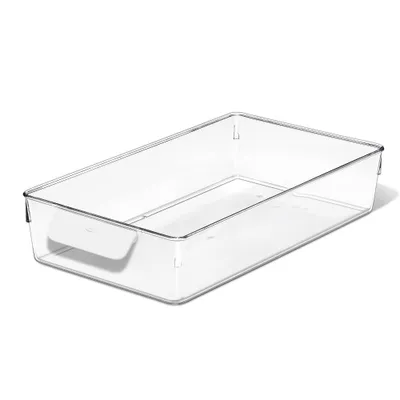 OXO Plastic Large Fridge Bin White: Refrigerator Organizer, Hand Wash, 14 Depth, 8 Width, Lifetime Warranty