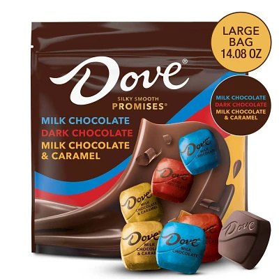 Dove Milk Chocolate, Dark Chocolate, and Chocolate & Caramel Candy Variety Bag 14.08oz