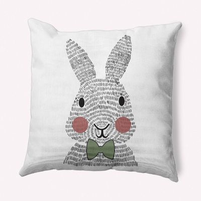 16x16 Bow-tie Bunny Easter Square Throw Pillow Light  - e by design