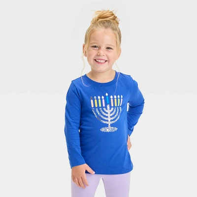 Toddler Girls Menorah Long Sleeve Graphic T-Shirt