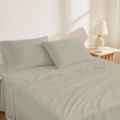 Purity Home Twin 400 Thread Count Organic Cotton Percale Sheet Set Beige