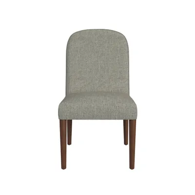 Rounded Back Upholstered Dining Chair Gray - HomePop: Modern Accent Side Chair, Wood Legs, Easy Maintenance