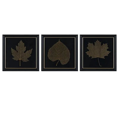 Martha Stewart: 13.75 Gilded Trio Leaf Art, Lily Pond Collection, 3-Piece Wall Set