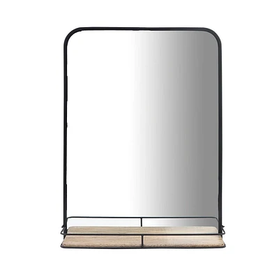 SAGEBROOK HOME 18x24 Metal Mirror with Folding Shelf Black/Brown