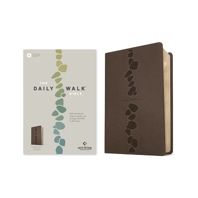 The Daily Walk Bible Nlt, Filament Enabled (Leatherlike, Stepping Stones Dark Taupe) - (Leather Bound)