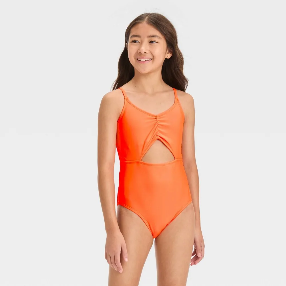 Girls Free Spirit Solid One Piece Swimsuit