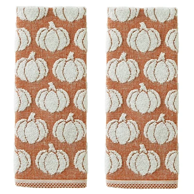 SKL Home 2pc Pumpkin Hand Towel Set Orange: Midweight Cotton Jacquard, Terry, Machine Washable, 25x16