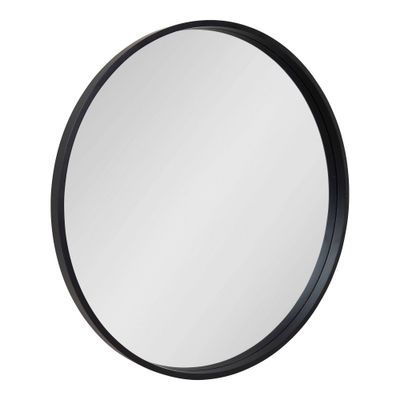 32x32 Travis Round Wood Accent Wall Mirror Black - Kate and Laurel All Things Decor: MDF Frame, No Assembly Required