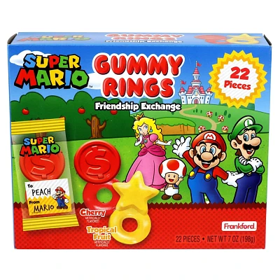 Super Mario Valentines Gummy Ring Friendship Exchange - 22ct/7oz