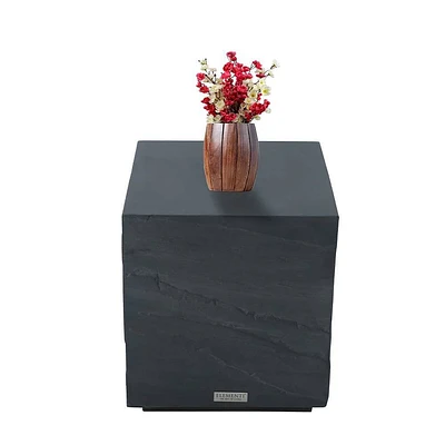 Envelor Elementi Outdoor Square Concrete Side Table Slate Black: Weather-Resistant Patio Accent Table