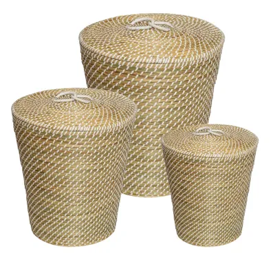 Honey-Can-Do Set of 3 Nesting Seagrass Snake Charmers Baskets Natural