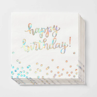 30ct Lunch Napkins Happy Birthday Iridescent - Spritz