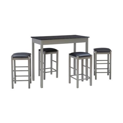 5pc Lancer Tavern Backless Stools Dining Set Faux Marble  - Linon