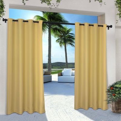 Set of 2 (84x54) Solid Cabana Grommet Top Light Filtering Curtain Panel Yellow - Exclusive Home