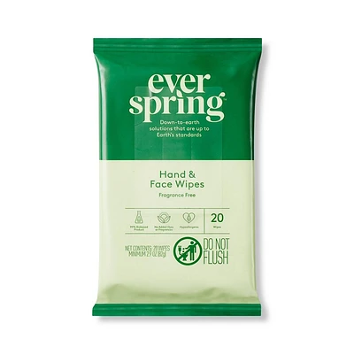 Fragrance Free Hand and Face Wipes - 20ct - Everspring