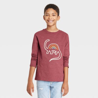 Boys Brontosaurus Long Sleeve Graphic T-Shirt - Cat & Jack Maroon