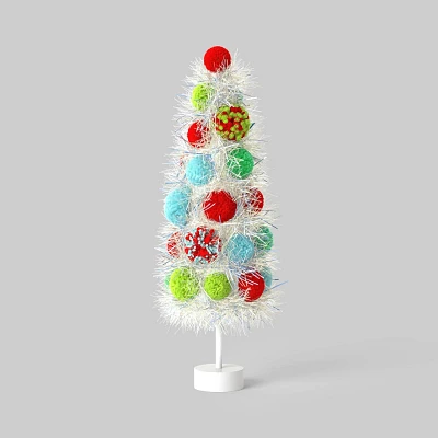 18 Tinsel Christmas Tree Sculpture with Colorful Pom Poms - Wondershop