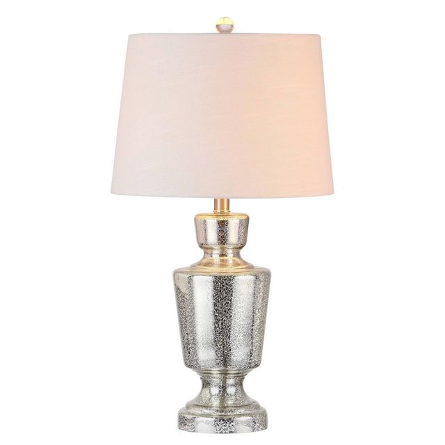 26.5 Glass Olivia Table Lamp Silver with Linen Shade - JONATHAN Y: Nightstand & Large Mercury Art Glass