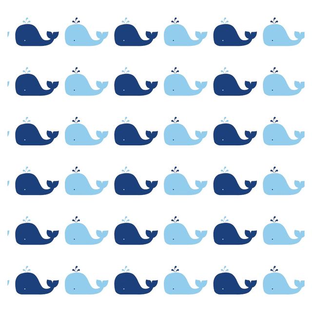 Tempaper & Co. Tots Whale Removable Peel and Stick Wallpaper, Blue Whale, 28 sq. ft.: Kids Adhesive Wall Covering