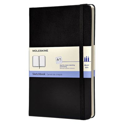 Moleskine Sketchbook 5x 8.25 - Black: A5 Plain Paper, Hard Cover, Acid-Free, Elastic Closure, Ribbon Marker, 104 Pages