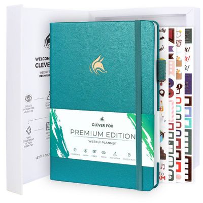 Undated Premium Planner Weekly/Monthly 8x5.5 Aquamarine- Clever Fox