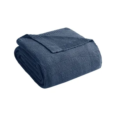 King Bree Knit Bed Blanket Indigo