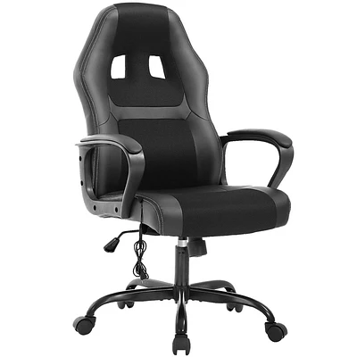 24/7 Shop At Home Bonzai Office Chair Modern Ergonomic Massage Chair Black