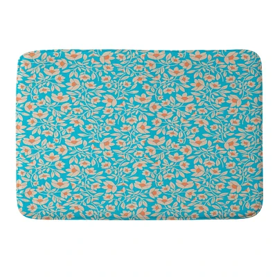 Deny Designs Martza Lisa Tropical Blooms Pattern Blue Memory Foam Bath Mat Blue