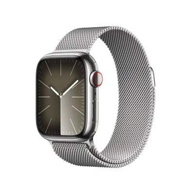 Apple Watch Series 9 GPS + Cellular (2024) 41mm Silver Stainless Steel Case with Silver Milanese Loop