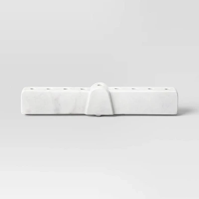 Hanukkah Marble Menorah Candle Holder White - Threshold