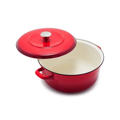 Merten & Storck 5.3qt Enameled Iron Dutch Oven Pot with Lid Foundry Red: Smooth Induction, Cast Iron Handle, Hand Wash