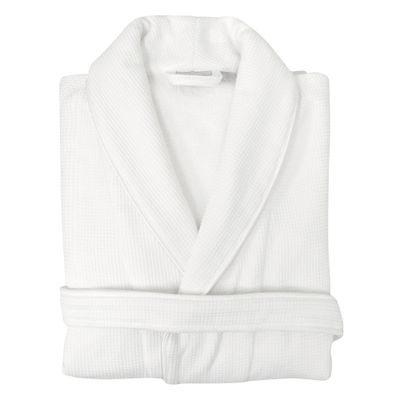 L/XL Waffle Terry Solid Bathrobe White - Linum Home Textiles